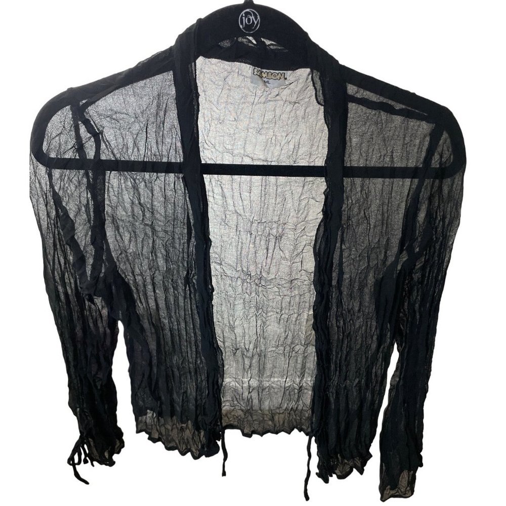 Samson Black lightweight jacket sheer with front tie and cuff ties